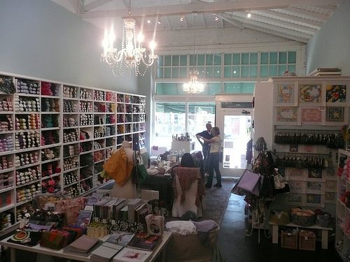 Shelves of yarn inside Abuelita's